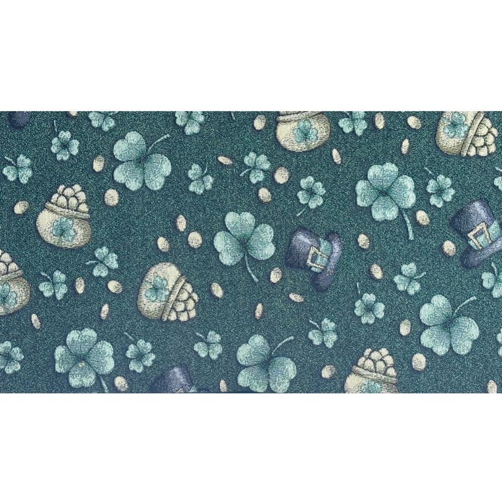 Green Lucky Charms Tapestry Table Runner w Tassel St Patricks Day USA Made